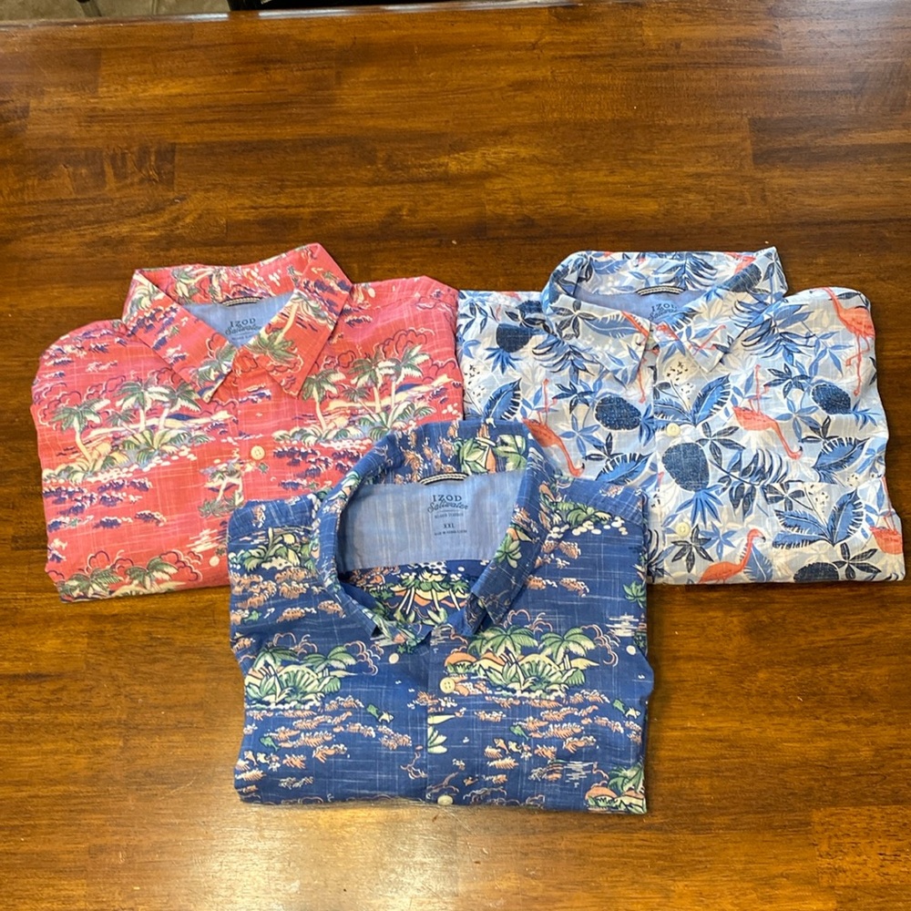 Lot of 3 Izod Saltwater short sleeve shirts, size XXL